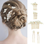 MAYCREATE 5Pcs Bridal Hair Accessories for Women,Stylish Hair Comb Clips Hair Pins for Women and Girls,party Bridesmaid Faux Pearl Hair Bun Pins Hair Jewellery