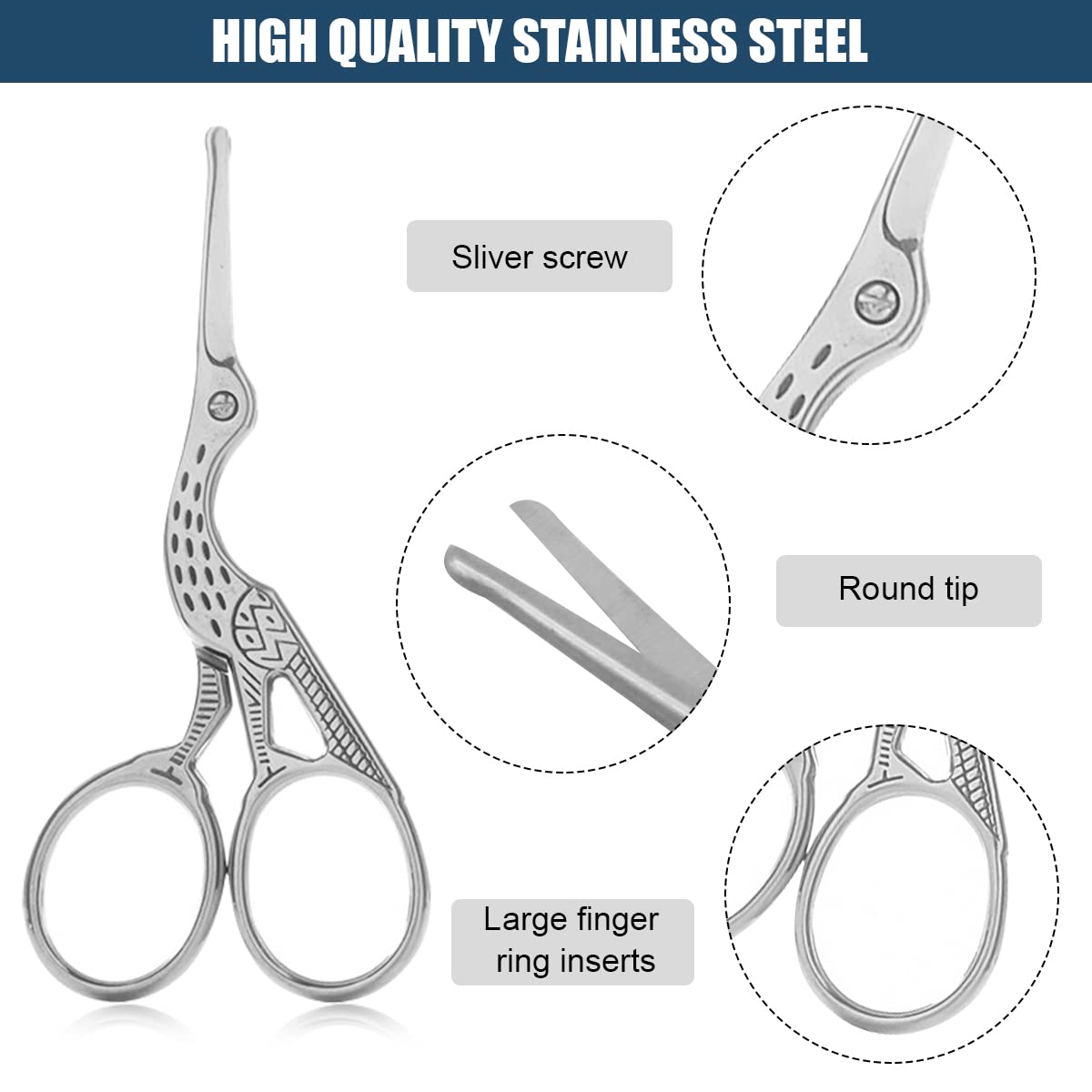 MAYCREATE Nose Trimmer for Men Nose Hair Scissors Kit, Stainless Steel Small Beauty Eyebrow Scissors, Safety Blunt Tip Scissors for Facial Hair Moustache Beard, with Storage Box (silver)