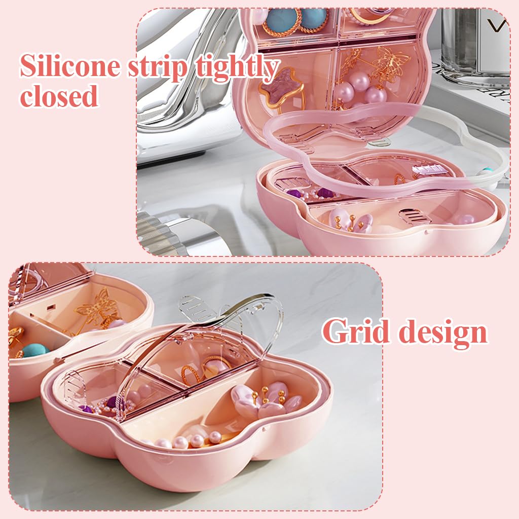 MAYCREATE 1Pc Mini Jewelry Travel Case for Women, Clouded Shaped Earring Box, Trinket Boxes, Portable Small Earrings Box Rings Storage Box for Women Girl Men Small Necklace Rings Earrings, Pink