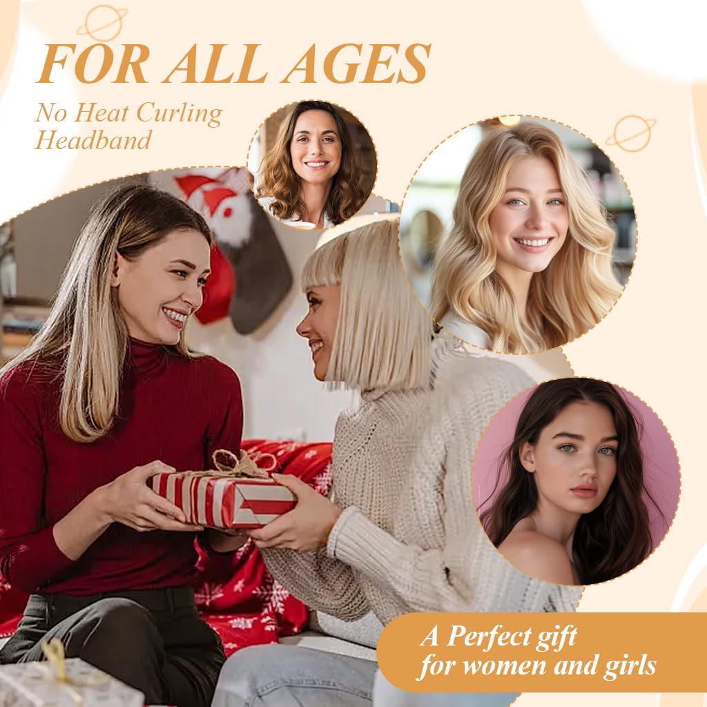 MAYCREATE No Heat Curling Rod Headband for Overnight Hair Styling with Velvet Roller | 5 Piece Set for Women