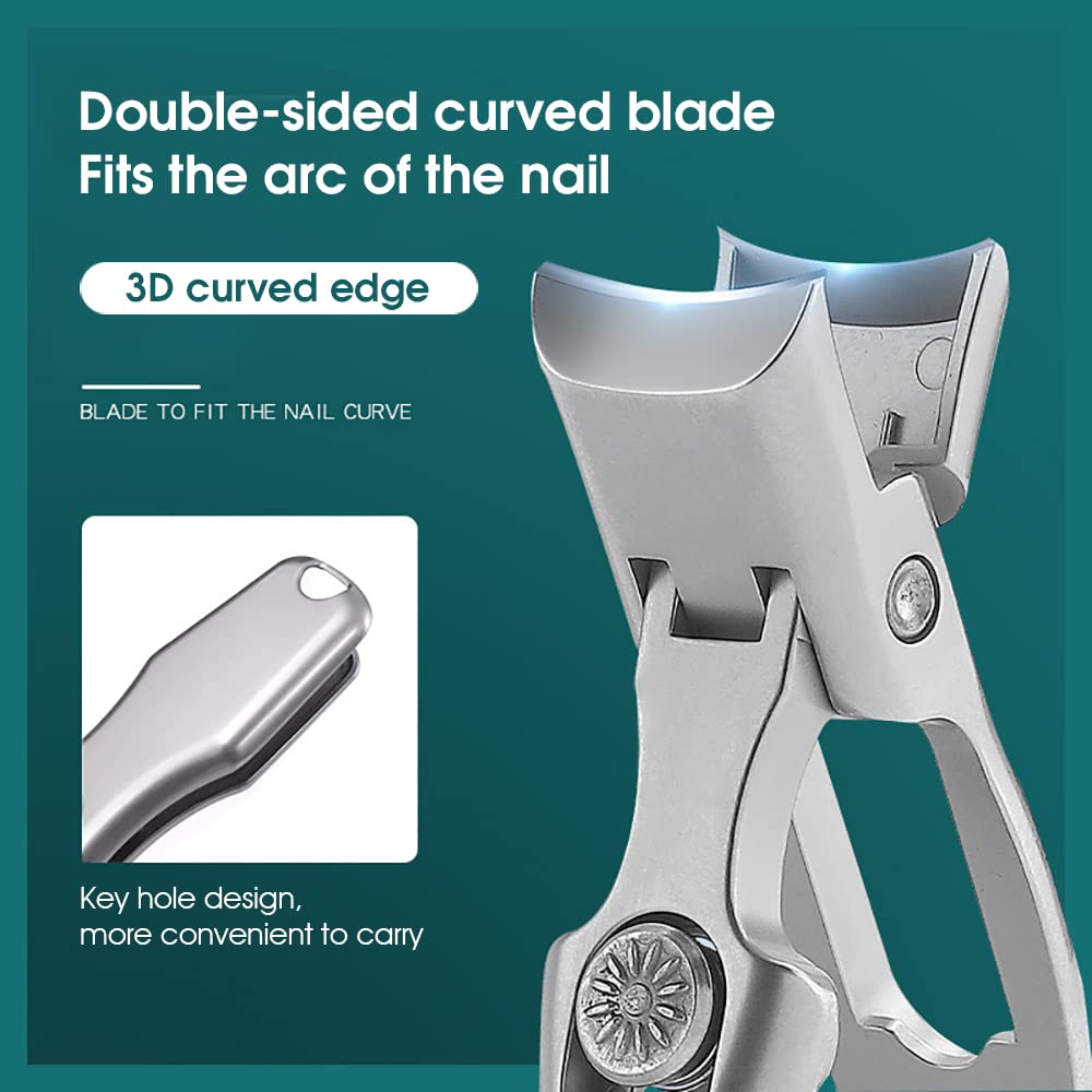 MAYCREATE Nail Clippers for Men with Rivet Button Control and 0.6×3.5 in Slim Design | Stainless Steel Cutter with Leather Cover