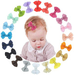 MAYCREATE 20 Hair Clips Mini Hair Bow Grosgrain Ribbon Hair Bows with Alligator Clips for Baby Girls Toddlers Kids, 20 colors(2.4 Inch)