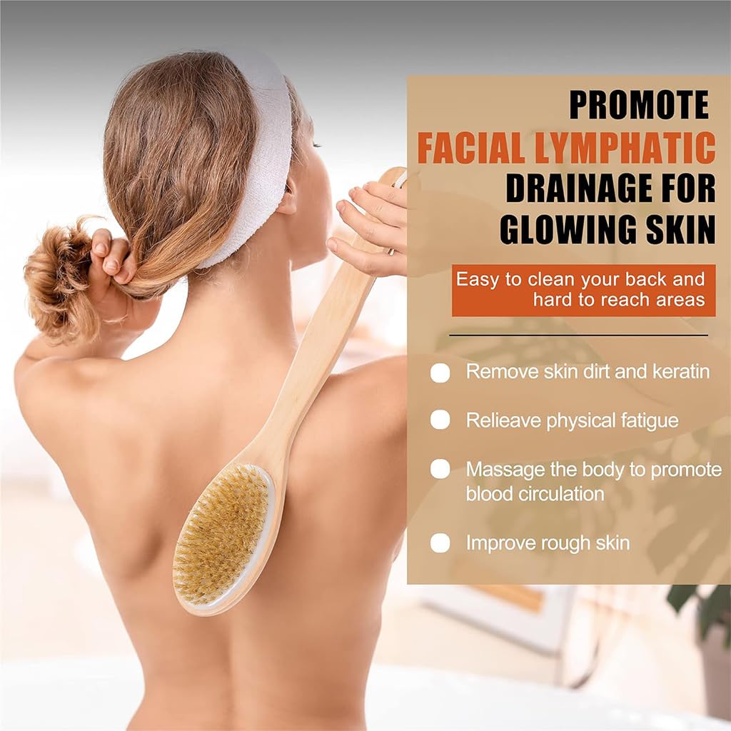 MAYCREATE Back Scrubber for Bathing, Body Scrubber, for Body Brush Back Scrubber Wooden Long Bathing Brush Shower Brush Remove Exfoliating and Massage Shower