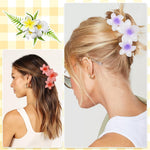 MAYCREATE Flower Claw Clip Set for Women featuring 4 Acrylic Plumeria Clips | Boho Hair Accessory