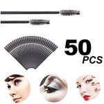 MAYCREATE 50 Pcs Eyelash Brushes Mascara Wands Black Eye Lash Brush Spoolies for Eyelash Extension, Eyebrow Applicator and Makeup