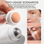 MAYCREATE 2Pcs Oil Absorbing Roller Blotting Paper for Oily Skin, Volcanic Stone Face Roller Oil Blotting Sheets for Face, Dual Head Natural Minerals Oil Control Facial Roller for Skin Massage