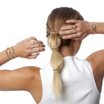 MAYCREATE Hair Ties for Women featuring Golden Metal Loop Chain | Set of 3 Elastic Bracelets