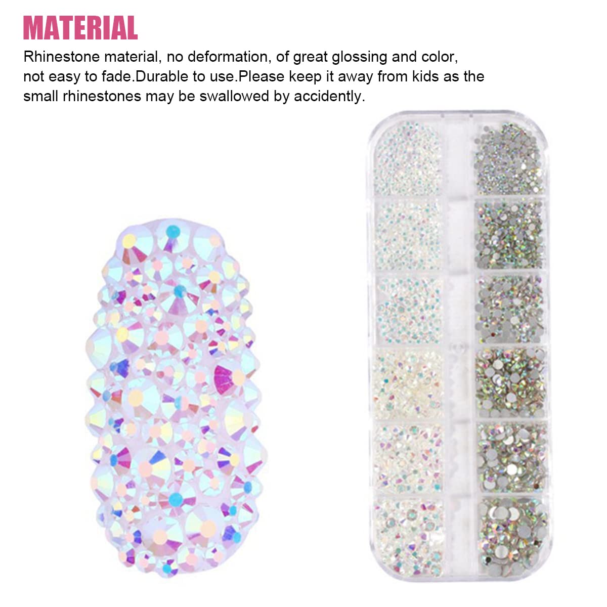 MAYCREATE Nail Art Kit for Girls with 2400 Colorful Rhinestones and Pickup Tools | DIY Manicure Decoration