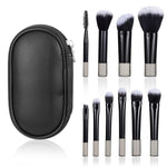 MAYCREATE Makeup Brush Set for Travel with 10Pcs Short-Handle Brushes & Zipper Pouch