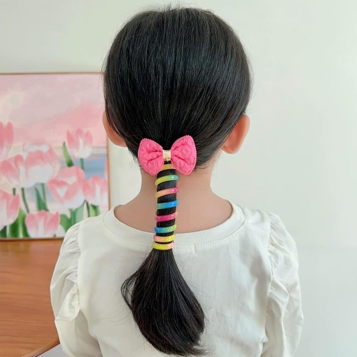 MAYCREATE 5pcs Telephone Wire Hair Band for Kids Girls, Elastic Spiral Hair Ties for Girls, Cartoon Cute Braids Ponytail Holder Maker Hair Accessories for Girls Children Gifts