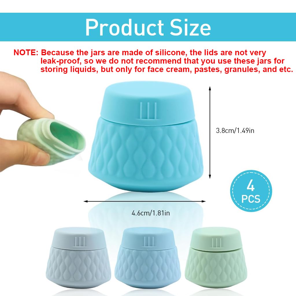 MAYCREATE Silicone Travel Jars for Toiletries featuring Twist Off Lids and 4pcs 30ml Set | BPA Free Containers