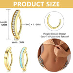 MAYCREATE 3 Pack Clicker Belly Button Rings for Women, Gold 316L Surgical Steel Body Navel Piercing Jewelry Kit, CZ Small Hoop Belly Rings