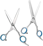 MAYCREATE Hair Cutting Scissors Set for Salon and Home Use featuring 6 in Size & Offset Grip | Stainless Steel Thinning Shears with 30 Teeth
