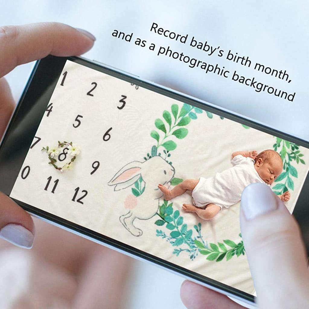 MAYCREATE Moon-2 Flannel Milestone Photography Blanket for 0-12 Month Petite Baby Size- 70x100cm