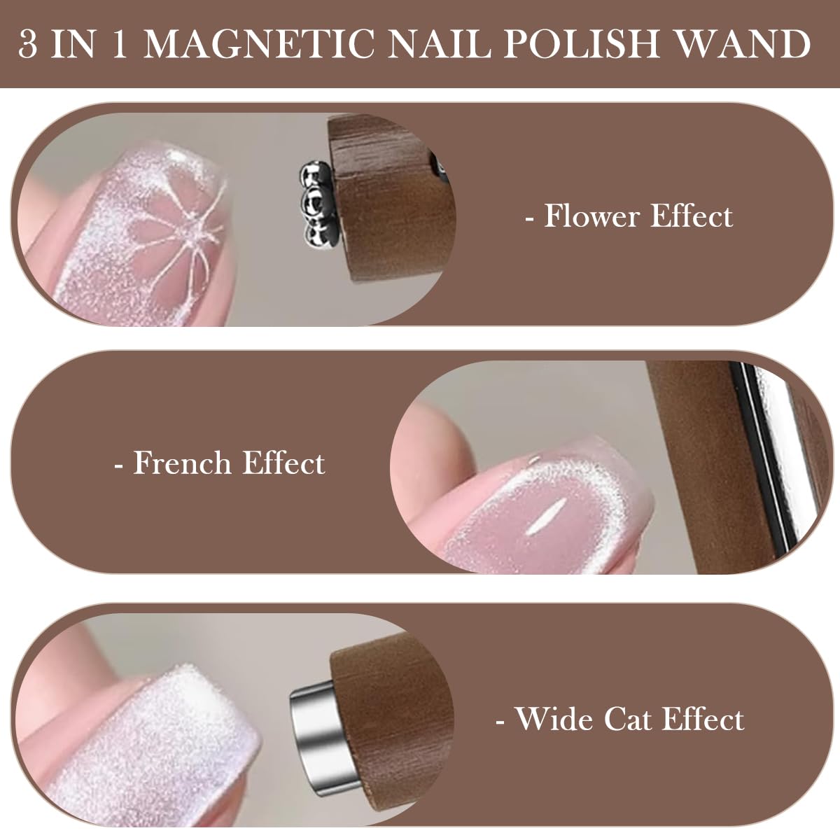 MAYCREATE Magnetic Nail Polish Pen for Cat Eye Gel featuring Dual-End 3-in-1 Magnet | Ergonomic Wooden Handle