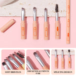 MAYCREATE 4 in 1 Mini Makeup Brushes Pen Pocket Touch-up Beauty Brushes Eyebrow Powder Applicator Brush, Lip Balm Brush Eyeshadow Brush Stackable Design Portable Travel Multi Use Makeup Brushes