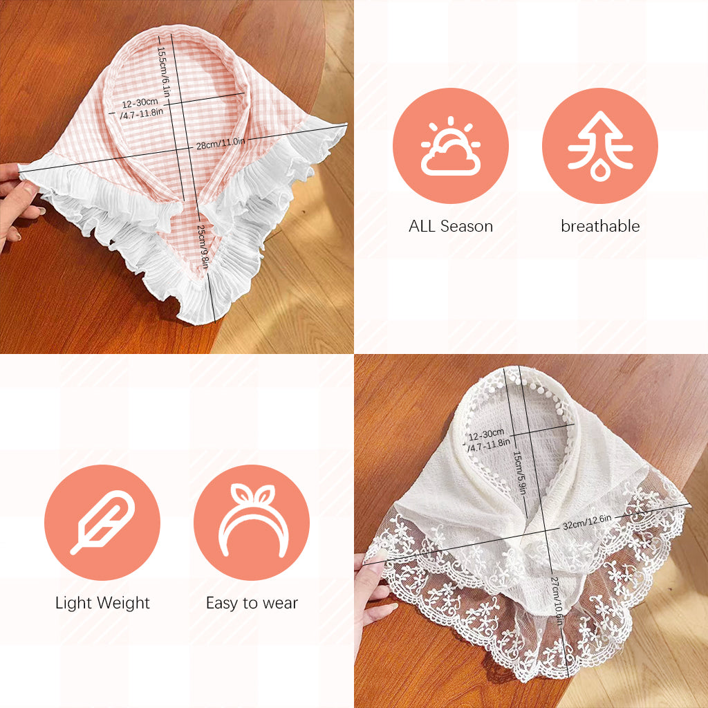 MAYCREATE 2Pcs Hair Band for Women Stylish Boho Lace Head Scarf for Women Countryside Triangle Bandana Headband Soft Head Coverings Comfy Beach Headwraps Hair Scarf Gift for Women, Girls