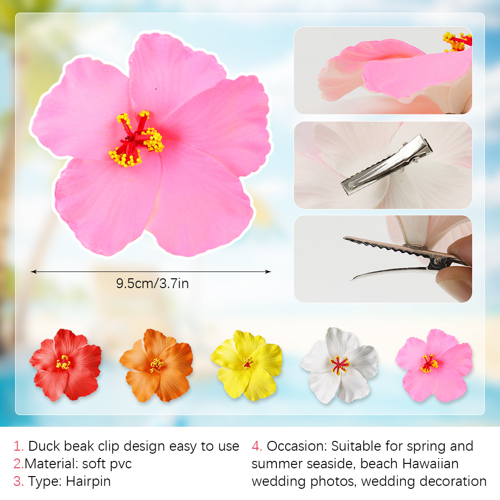 MAYCREATE 5Pcs Flower Hair Clips for Girls Women Stylish Artificial Hawaiian Flower Hair Clips For Hair Styling Hair Pins Cute Beach Accessories Gifts Flower Claw Clip Hair Accessories for Women