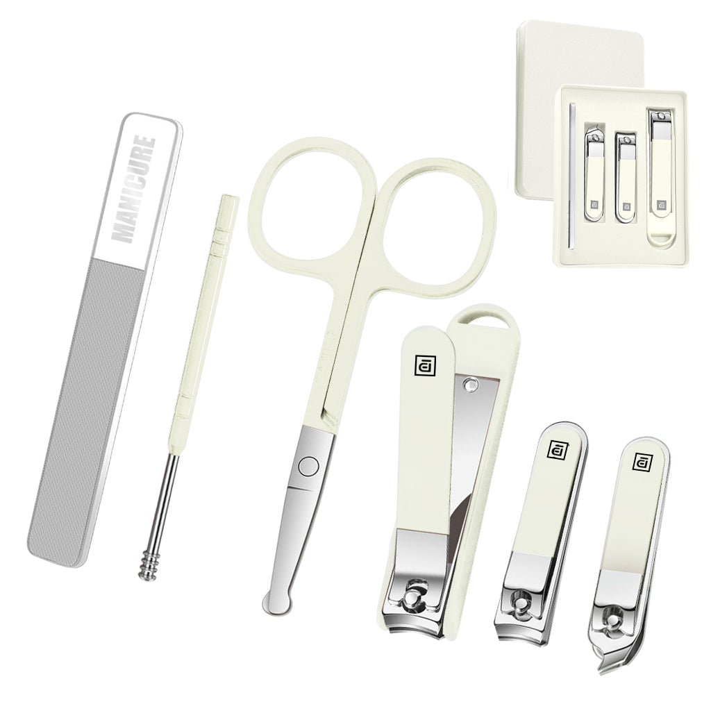 MAYCREATE Travel Grooming Tool Kit with Case Set of 6Pcs Stainless Steel Grooming Tools Includes Nail Clippers Angled Toe Nail Clipper Ear Wax Removal Tools Nose Hair Trimmer, Travel Grooming Set