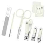 MAYCREATE Travel Grooming Tool Kit with Case Set of 6Pcs Stainless Steel Grooming Tools Includes Nail Clippers Angled Toe Nail Clipper Ear Wax Removal Tools Nose Hair Trimmer, Travel Grooming Set