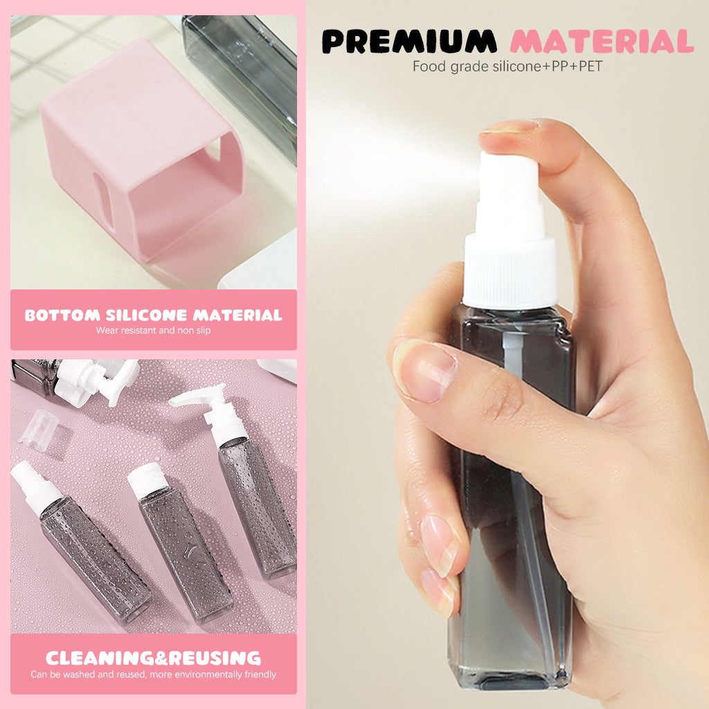 MAYCREATE Travel Bottle Kit for Toiletries 4Pcs Set, MAYCREATE 60ml Travel Bottles Travel Toiletry Bottles Kit, Small Bottles for Travel, Portable Leak Proof Spray Bottles Pump Dispenser for Lotion, Shower Gel