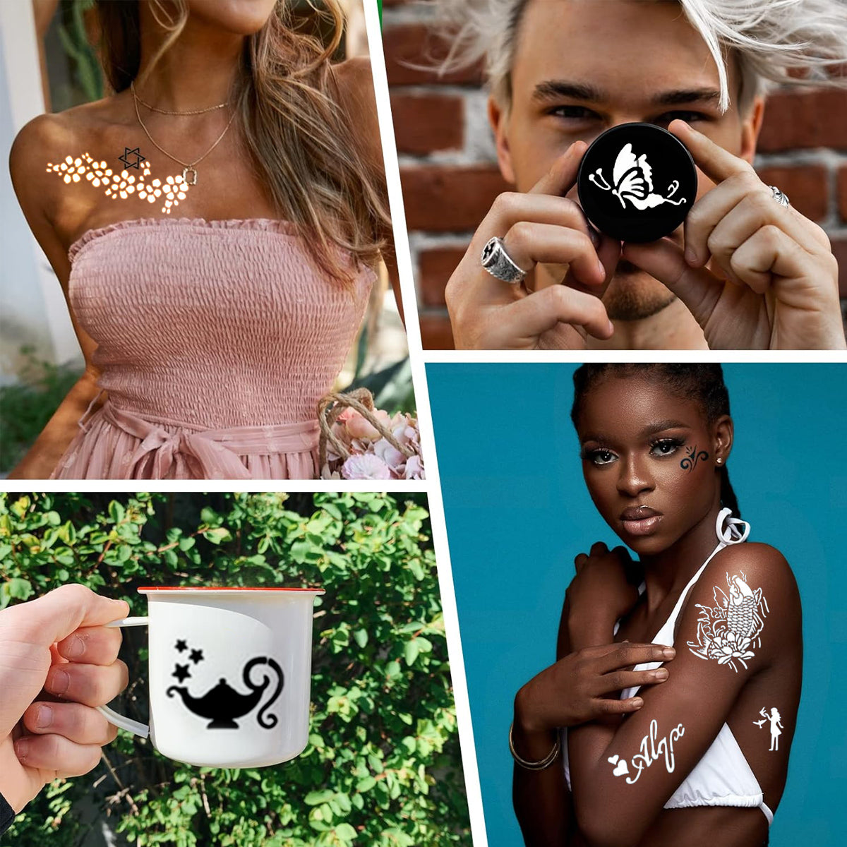 MAYCREATE 14 Sheets Mehendi Stencil Stickers Kit Henna Tattoo Mehandi Stickers for Hands Arabic Henna Temporary Tattoo for Women Mehendi Stencil Stickers for Full Hands, Face, Arm, Body