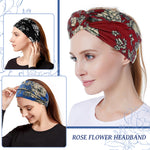 MAYCREATE Head Band for Women, 3pcs Knotted Hair Bands for Womens, Flower Print Headbands for Women, Fashion Stretchy Head Bands for Women Makeup, Runing, Yoga, Fitness