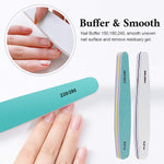 MAYCREATE 6pcs Nail Files Set for Manicure, Nail Buffer Files Block Coarse Washable Nail Polisher Double Sided Nail Shaper Emery Boards for Acrylic & Natural Nails 100/150/180/220/240/280/1000/4000 Grid