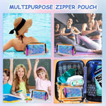 MAYCREATE Cosmetic Bag Zipper Makeup Pouch TPU, Semi-Transparent Holographic Travel Toiletry Bag Makeup Organizer Bag Cosmetic Storage Bag, Multi-Use Pencil Pouch for Girls