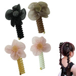 MAYCREATE Telephone Wire Hair Band Set for Girls with 7cm Spiral Design | 4pcs Flower Hair Ties