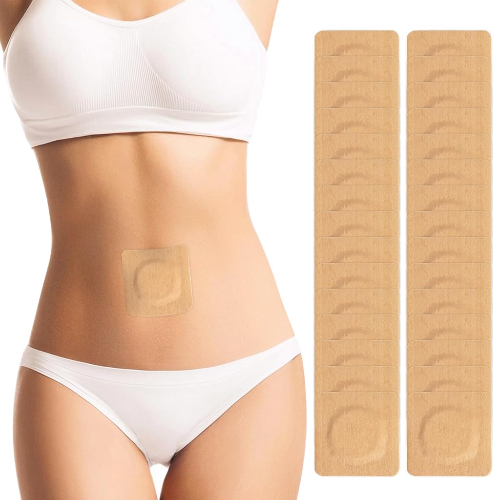 MAYCREATE® Castor Oil Patches for Belly Button,Organic Cotton Self-Adhesive Castor Oil Pack Wrap for,Portable Breathable Anti-Leakage Anti-Slip No Wash Kit with 2.7 inch Round Design 30