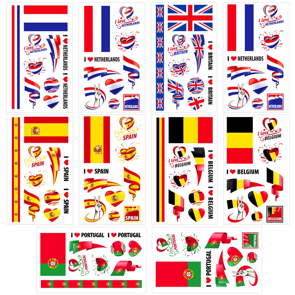 MAYCREATE 10Pcs 5 Countries Stickers for Art, Laptop, MacBook, Luggage, Bike, Waterproof Face Painting Sticker for Adults Teens Kids, Party Supplies