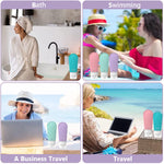 MAYCREATE 16pcs Travel Bottles for Toiletries Kit, 90ml Silicone Travel Toiletry Bottles(3-Layer Leakproof), 10g Cream Jars, Spray Bottle, Funnel, Clean Brush, Applicator, Labels & Storage Bag Set