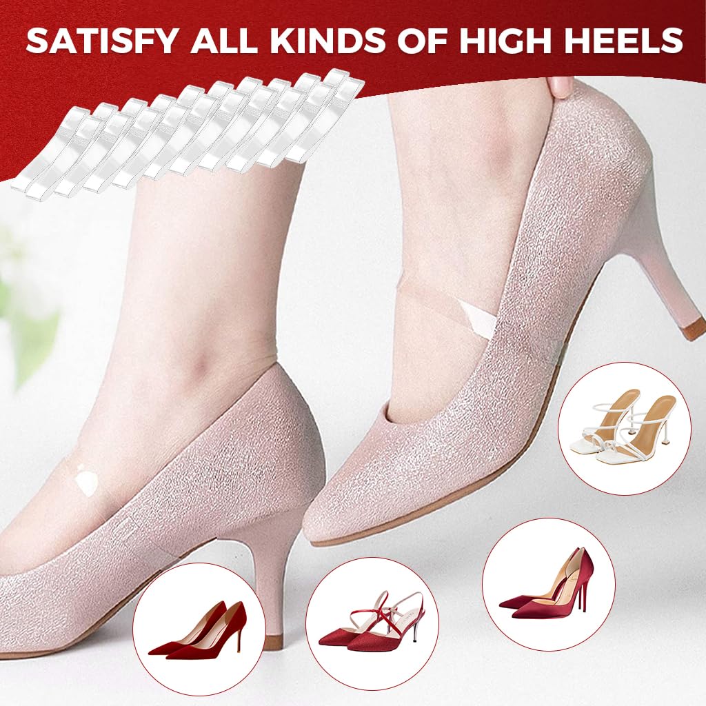 MAYCREATE 10 Pairs Transparent Invisible High Heel Shoe Straps Women Elastic Shoe Laces Anti Loose Shoelace Belt Ankle Straps for Holding Loose High Heel