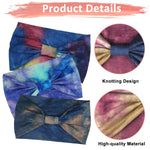 MAYCREATE 4 Pack Wide Headband for Women, Stretchy Knotted Head Bands for Women, Polyester Tie-dye Print Hairband for Women Ladies, Stylish Hair Bands Yoga Sweatband Sports Head Wraps