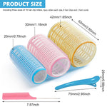 MAYCREATE Heatless Hair Curler Roller Kit, 3 Sizes Self Grip Magic Hair Roller Clips for Long, Medium and Short Hair with 6 Bang Clips, 1 Stainless Steel Hair Comb