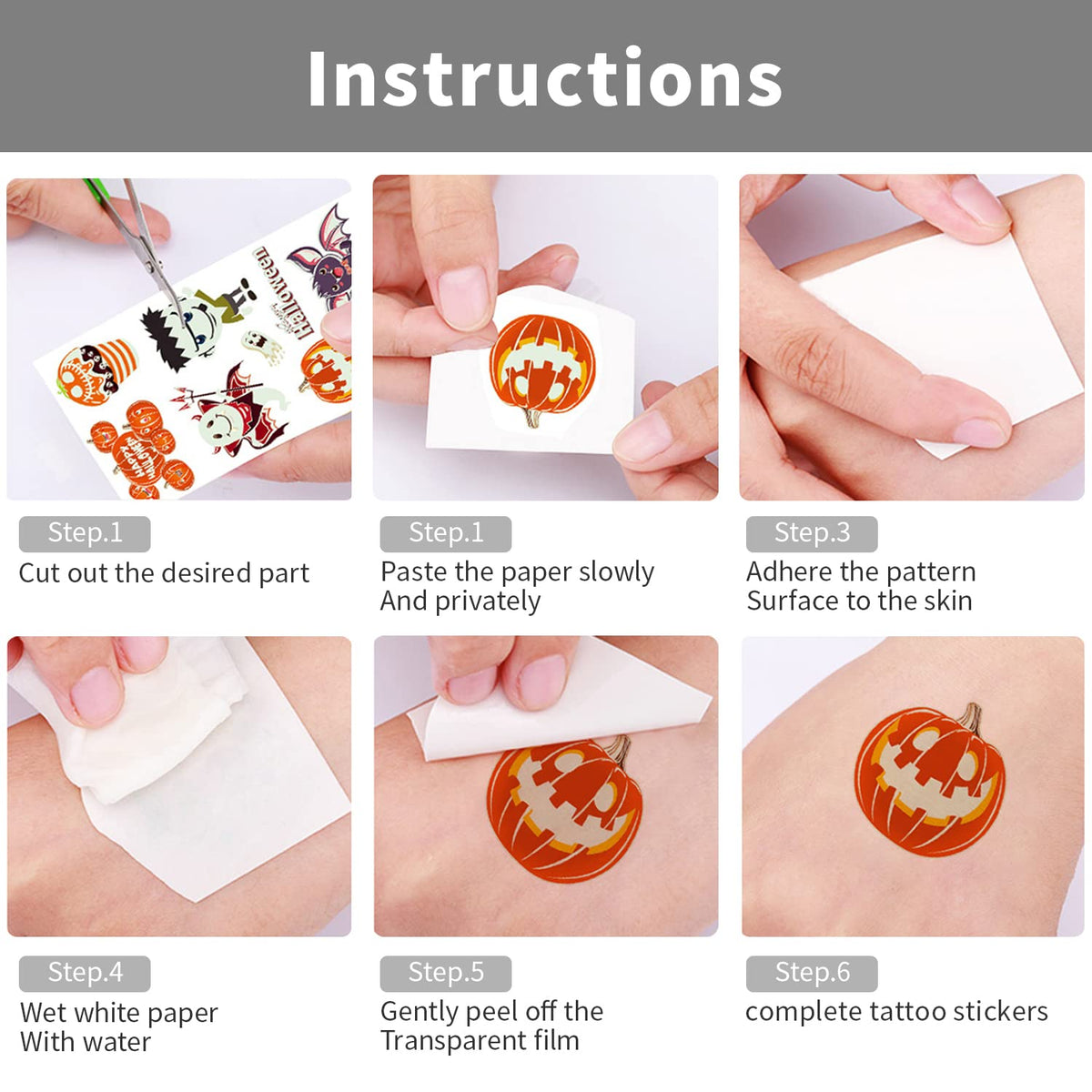 MAYCREATE 10 Sheets Halloween Cartoon Temporary Tattoo Sticker Night Glow Sticker,Halloween Decoration Sticker for Boys Girls Halloween Party