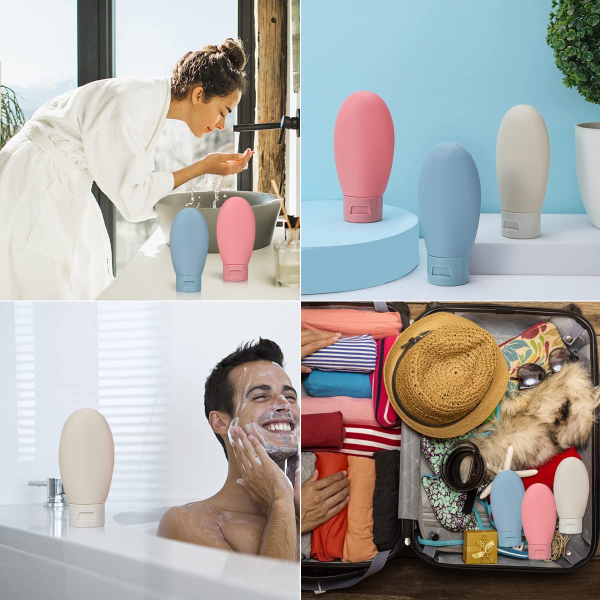 MAYCREATE Travel Bottles for Toiletries 9pcs 60ml with Leak Proof Lid & Refillable Design