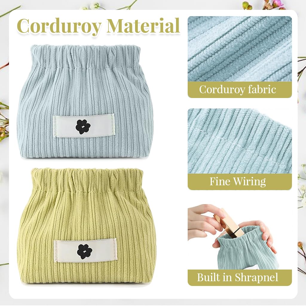 MAYCREATE Corduroy Storage Pouch for Travel and Daily Use featuring Easy Squeeze Open | 4pcs 13x5x12cm Makeup Coin Jewelry Organizer