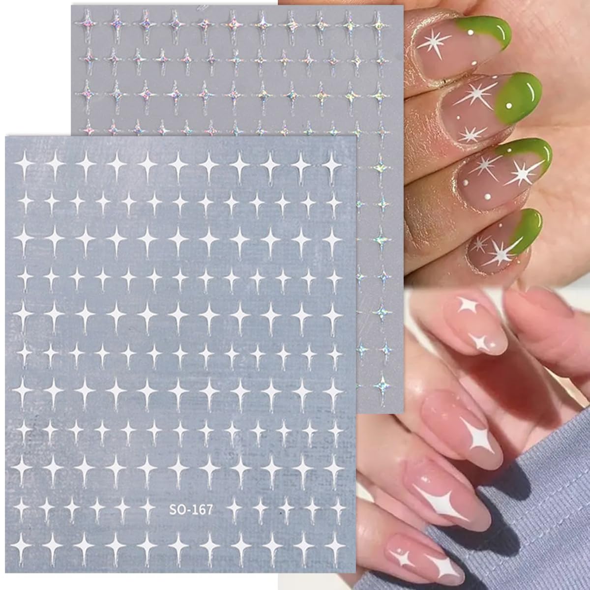 MAYCREATE Star Nail Stickers for DIY Extension Decoration featuring 6 Sheets 3D Galaxy Stars