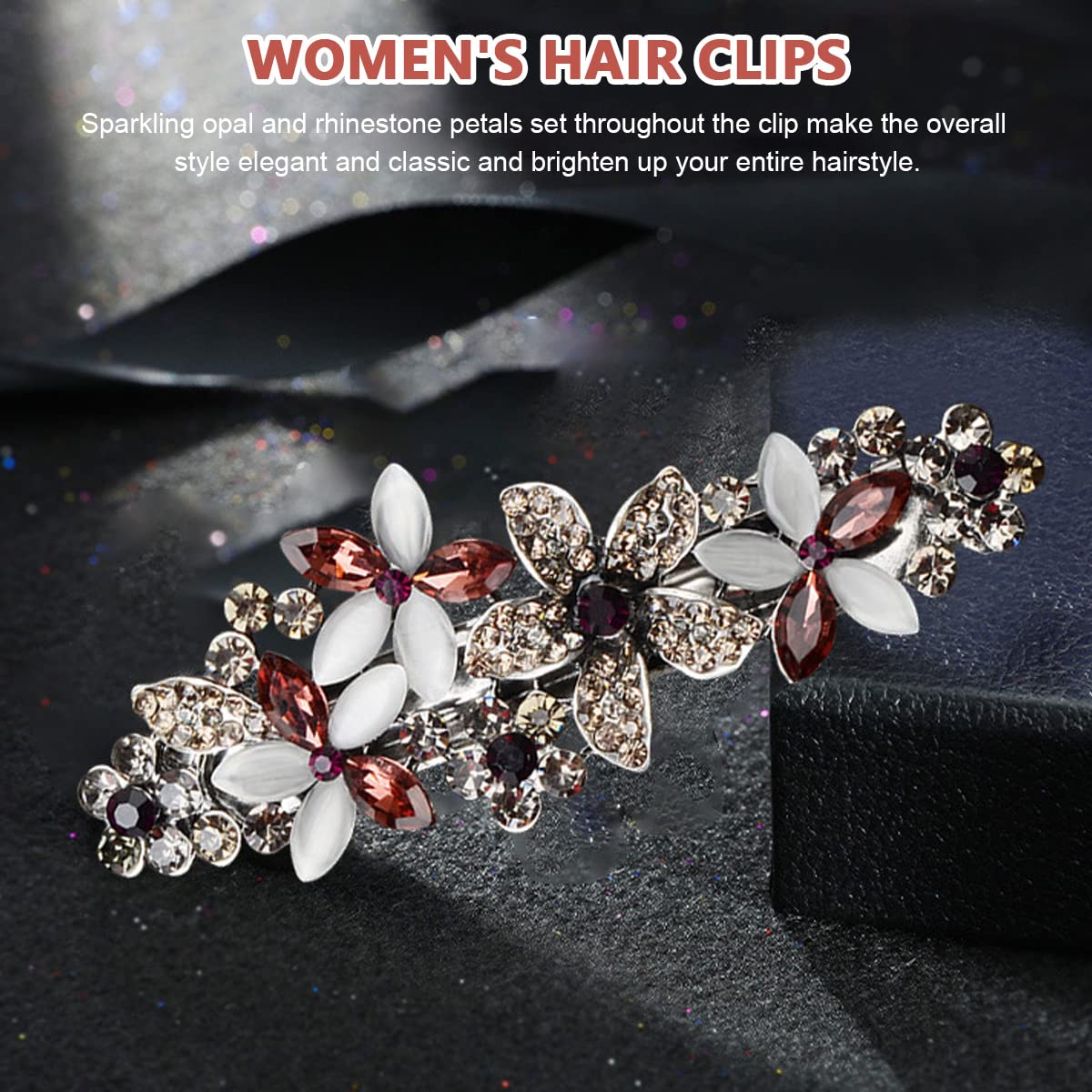 MAYCREATE Spring Hair Clip for Women Stylish Rhinestone Hairpin Hair Barrettes French Crystal Flower Hair Pin Decorative Hair Accessories for Women Girls Gift