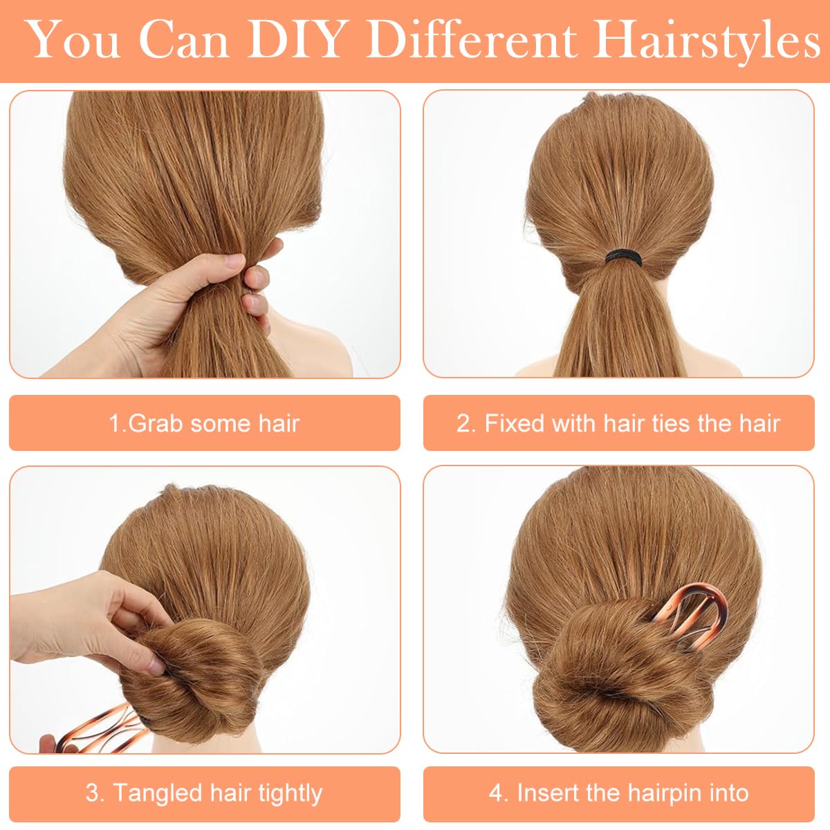 MAYCREATE French Hair Pins for Styling Buns with 3 Tongs Grip 10pcs Acrylic U Clips | Women’s Elegant Accessories