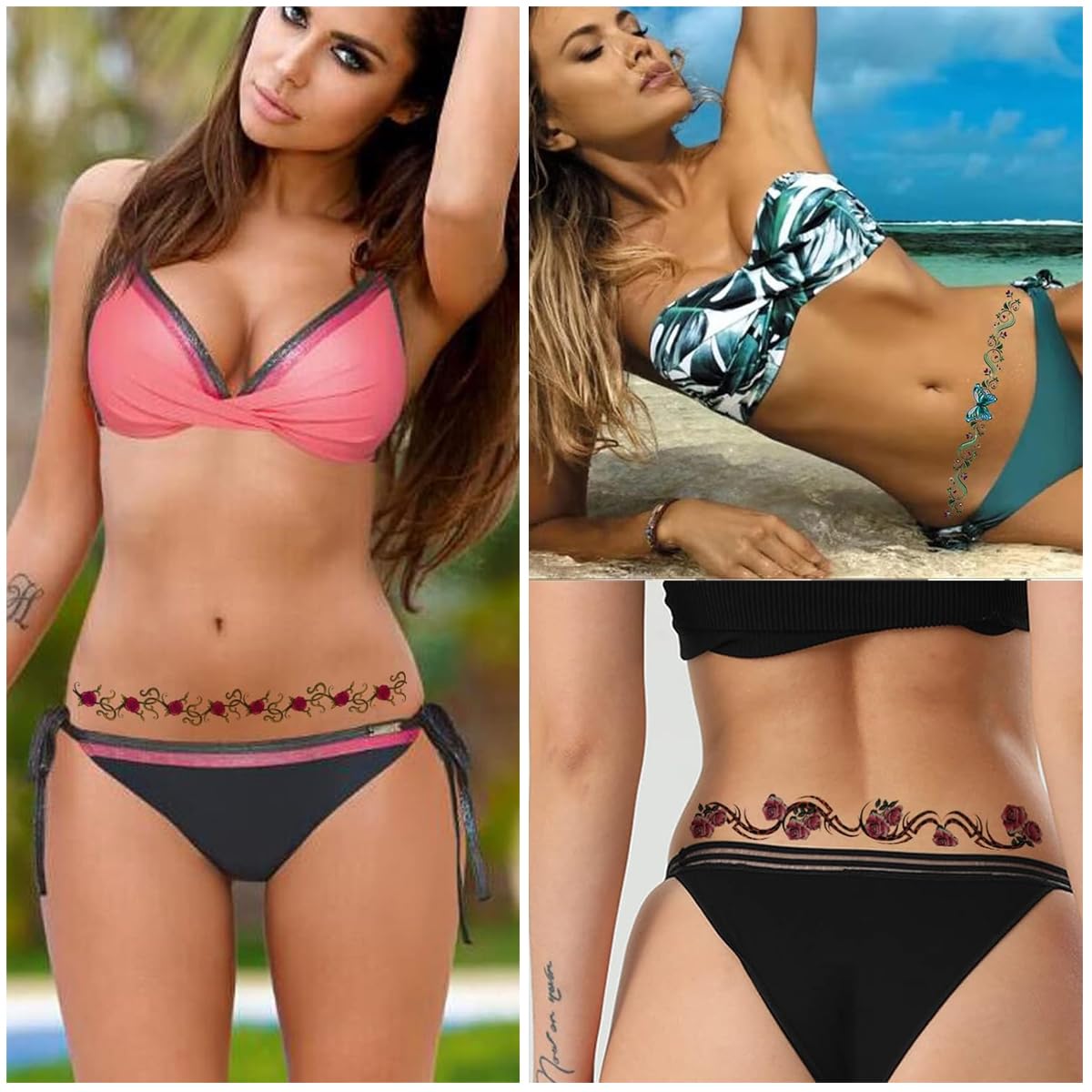 MAYCREATE Body Butterfly Tattoo Stickers for Women with 10pcs Waterproof 42cm Design | Ideal for Waist Back Arm and Thigh