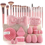 MAYCREATE® Makeup Brush Tool Set Synthetic Foundation Powder Concealers Eye shadows Blush Makeup Brushes (Pink, 40Pcs Set) - Pink