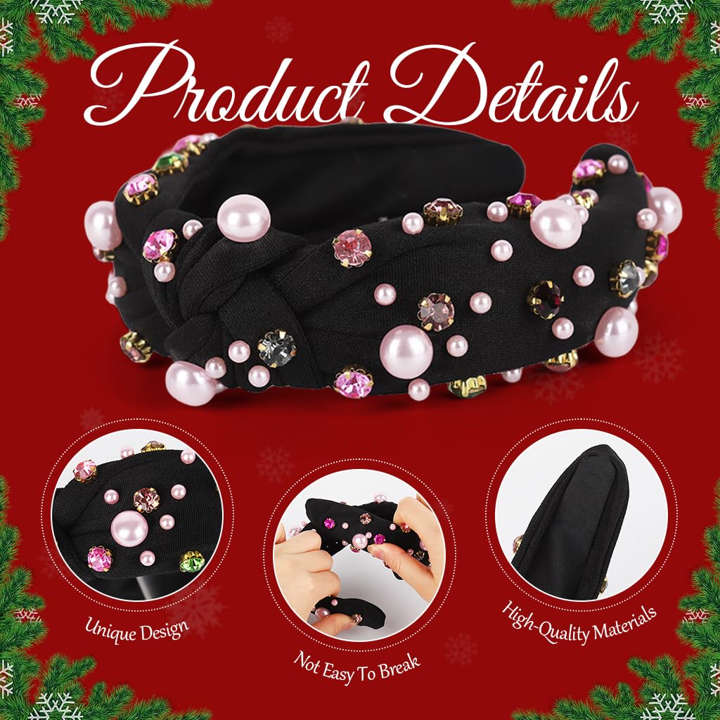 MAYCREATE Women's Headband for Casual and Formal Wear featuring Pink Beads and Rhinestones