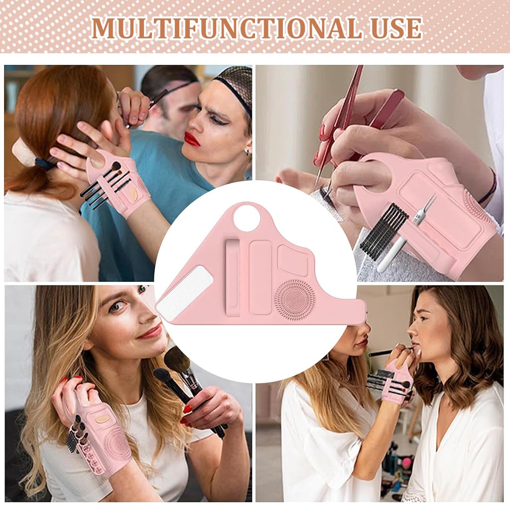 MAYCREATE Multi Makeup Tool Organizer Wristband Professional Makeup Artists Supplies Foundation Palette Wearable Silicone Makeup Assistance Makeup Tool Organizer for Makeup Brushes, Clips