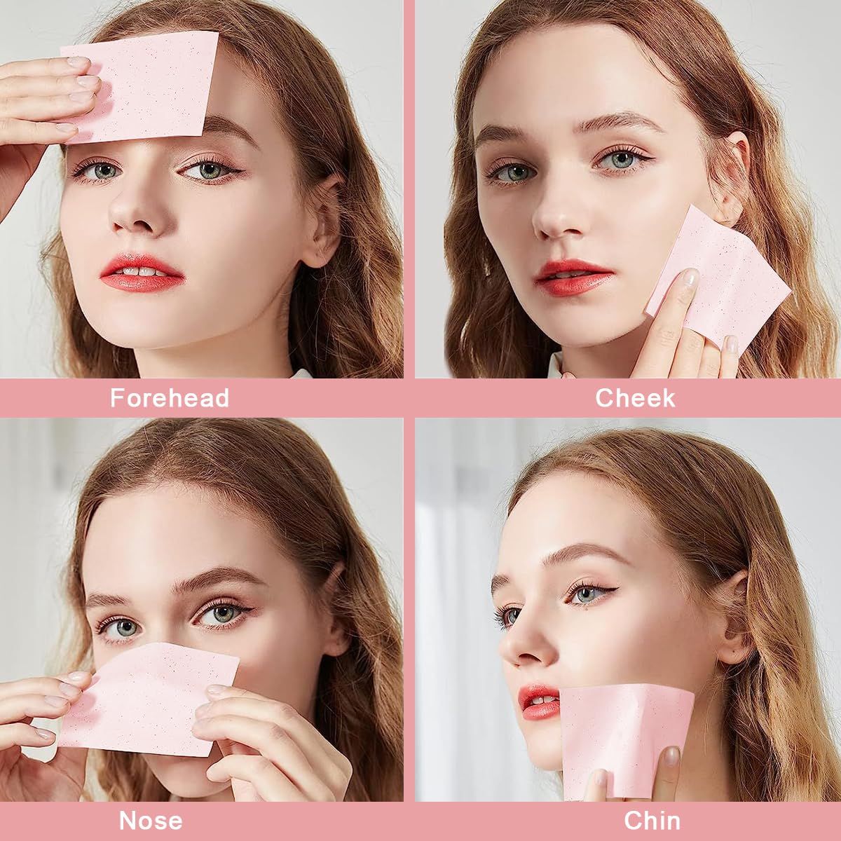 MAYCREATE 200 Counts Oil Absorbing Sheets for Face, Facial Flax Blotting Paper, Natural Rose Oil Absorbing Tissues for Oily Skin, Oil Control Film - 9x6cm