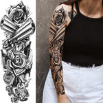 MAYCREATE Temporary Tattoos for Men and Women with 6 Waterproof 48×17 cm Sheets | Lion, Wolf and Skull Designs
