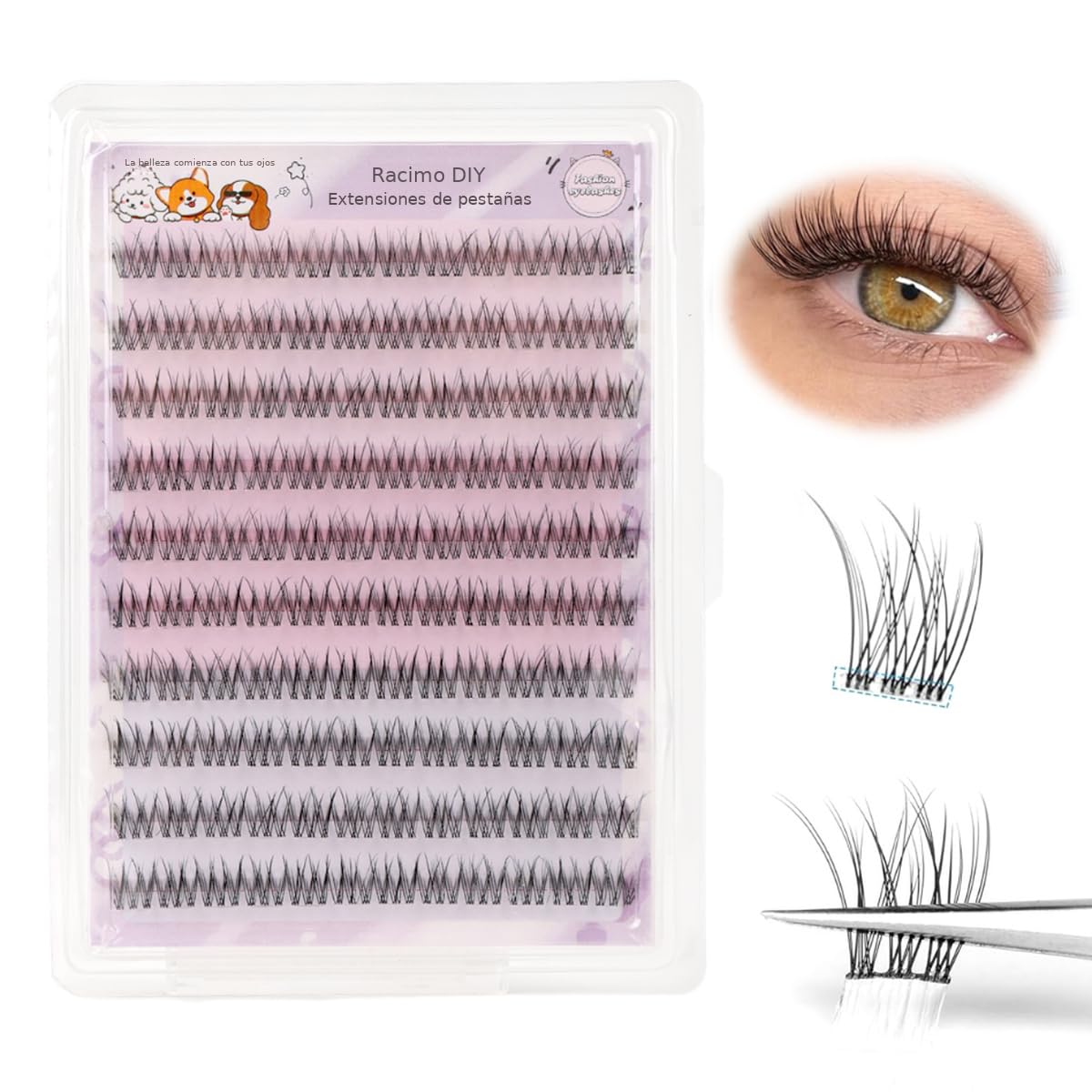 MAYCREATE® 120Pcs Self Adhesive False Eyelash Clusters, No Glue Needed Wispy Natural Lash Extensions, Pre Cut Reusable Stick On Lashes for Beginners Sensitive Eyes Daily Makeup