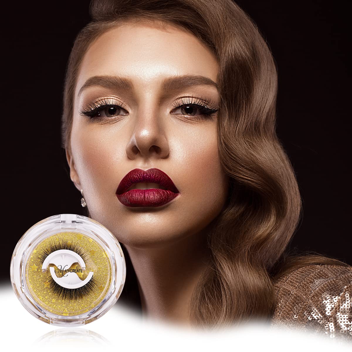 MAYCREATE 2 Pairs Reusable 3D False Eyelashes Long Natural Look Self-Adhesive Eyelashes Magnetic and Waterproof Fake Eyelashes For Girls Women (02 Wild) Black